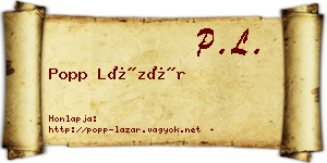 Popp Lázár névjegykártya